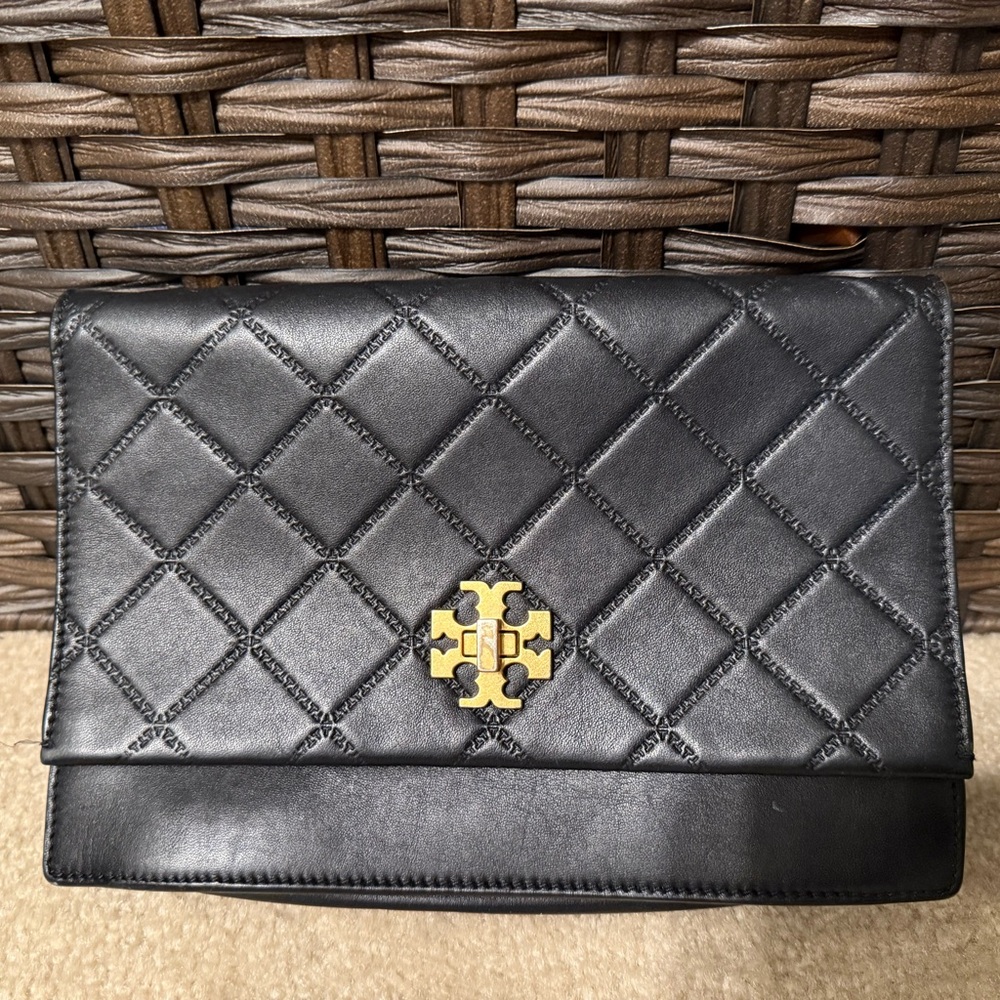 Tory Burch Black Quilted Leather Crossbody